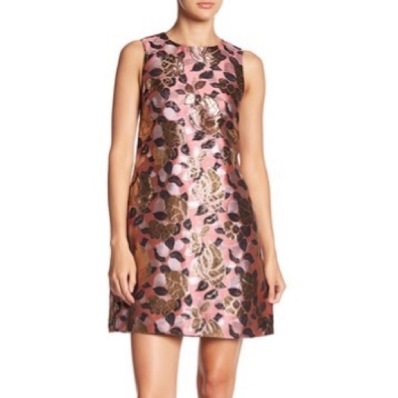 Metallic Cherry Blossom Jacquard Shift Dress - Picture 9 of 10